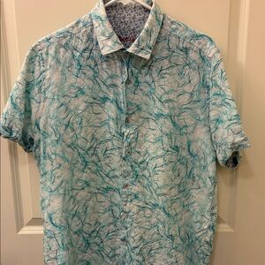Robert Graham Teal Marble Pattern Shirt